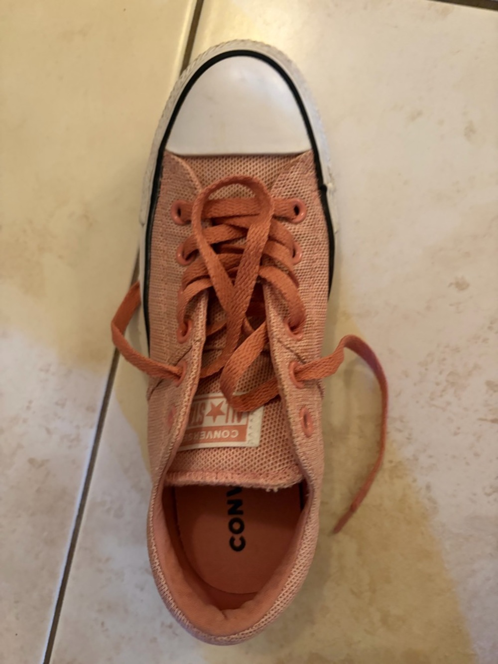 Converse Low Top Sneaker in Peach Pink and White